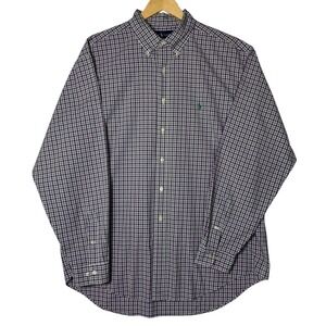Mens Ralph Lauren Classic Fit Purple Green Plaid Button Down Oxford Shirt XL 17